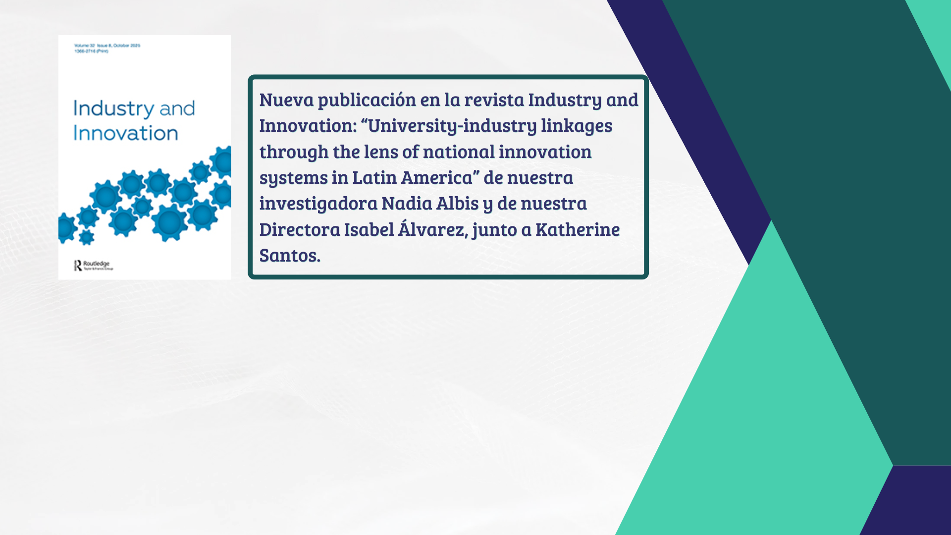 Nueva publicación: "University-industry linkages through the lens of national innovation systems in Latin America"